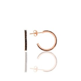 Söğütlü Silver SGTL10695 Siyah Rose Onix Taşlı 19 mm Tamtur Halka Gümüş Küpe