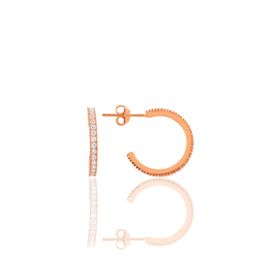 Söğütlü Silver SGTL10695ROSE Rose Zirkon Taşlı 19 mm Tamtur Halka Gümüş Küpe