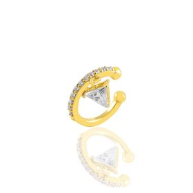 Söğütlü Silver SGTL10698GOLD Gümüş Altın Yaldızlı Taşlı Üçgen Sallantılı Kıkırdak Gümüş Küpe
