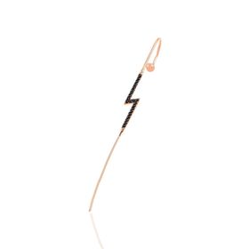 Söğütlü Silver SGTL10701 Rose Siyah Taşlı Şimşek Modeli Baston Gümüş Küpe