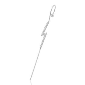 Söğütlü Silver SGTL10701RODAJ Rodyumlu Taşlı Şimşek Modeli Baston Gümüş Küpe
