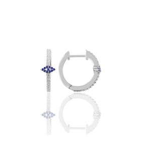 Söğütlü Silver SGTL10709RODAJ Rodyumlu Safir Taşlı Eye Halka Gümüş Küpe