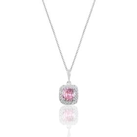 Söğütlü Silver SGTL10731 Gümüş Rodyumlu Pembe Taşlı Pırlanta Montürlü Kolye