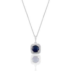 Söğütlü Silver SGTL10731 Gümüş Rodyumlu Safir Taşlı Pırlanta Montürlü Kolye