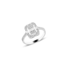 Söğütlü Silver SGTL10745 Rodyumlu Oval Düz Baget Taşlı Gümüş Küpe
