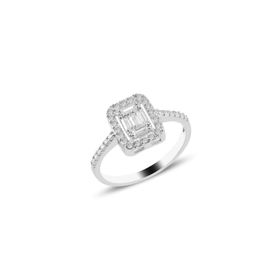Söğütlü Silver SGTL10746 Gümüş Rodyumlu Gümüş Baget Taşlı Yüzük