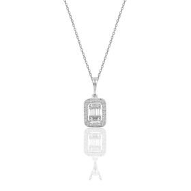 Söğütlü Silver SGTL10746 Rodyumlu Baget Taşlı Gümüş Kolye