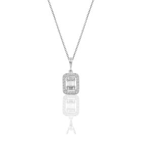 Söğütlü Silver SGTL10746 Rodyumlu Baget Taşlı Gümüş Kolye