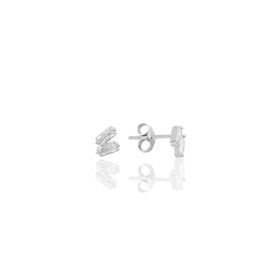 Söğütlü Silver SGTL10758 Rodyumlu İki Baget Taşlı Gümüş Küpe