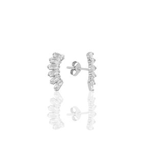 Söğütlü Silver SGTL10760 Rodyumlu Altı Baget Taşlı Gümüş Küpe