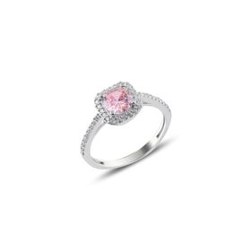 Söğütlü Silver SGTL10764 Gümüş Rodyumlu Pembe Taşlı Kare Yüzük