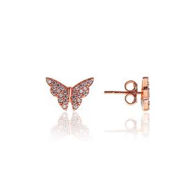 Söğütlü Silver SGTL10803 Rose Zirkon Taşlı Kelebek Gümüş Küpe