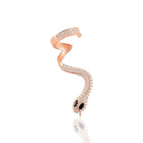 Söğütlü Silver SGTL10864 Rose Siyah Taşlı Tekli Yılan Gümüş Küpe