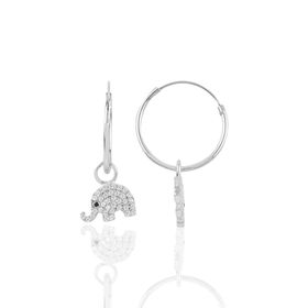 Söğütlü Silver SGTL10865 Rodyumlu Zirkon Taşlı Fil Halka Gümüş Küpe