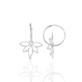 Söğütlü Silver SGTL10866 Rodyumlu Lotus Çiçeği 18 mm Halka Gümüş Küpe