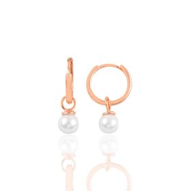 Söğütlü Silver SGTL10873 Rose 14 mm Incili Halka Gümüş Küpe
