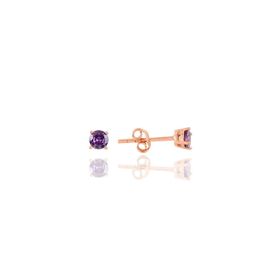 Söğütlü Silver SGTL10874 Rose 4 mm Mor Tek Taş Gümüş Küpe