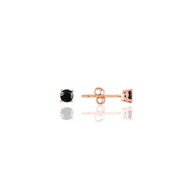 Söğütlü Silver SGTL10874 Rose 4 mm Siyah Tek Taş Gümüş Küpe