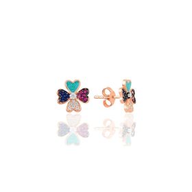 Söğütlü Silver SGTL10878 Mineli Mix Taşlı Yonca Gümüş Küpe