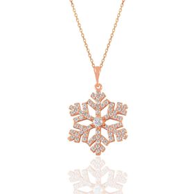Söğütlü Silver SGTL10888 Gümüş Rose Zirkon Taşlı Kartanesi Kolye