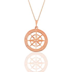 Söğütlü Silver SGTL10910 Gümüş Rose Pusula Kolye