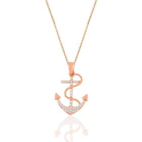 Söğütlü Silver SGTL10916 Gümüş Rose Zirkon Taşlı Çapa Kolye