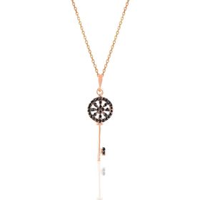 Söğütlü Silver SGTL10930 Gümüş Rose Siyah Taşlı Anahtar Kolye