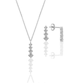 Söğütlü Silver SGTL10956 Gümüş Rodyumlu Zirkon Taşlı Işıltılı Ikili Set