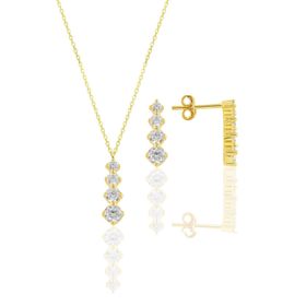 Söğütlü Silver SGTL10956 Gümüş Rodyumlu Zirkon Taşlı Işıltılı Ikili Set