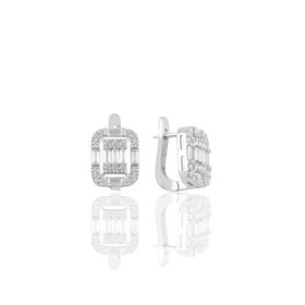 Söğütlü Silver SGTL10959 Rodyumlu Gümüş Baget Taşlı Klipsli Gümüş Küpe