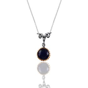 Söğütlü Silver SGTL10967 Gümüş Kök Yakut Taşlı Otantik Tektaş Kolye