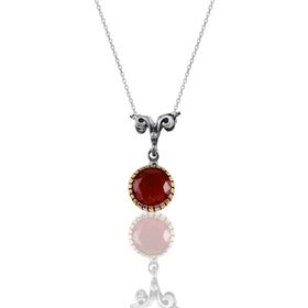 Söğütlü Silver SGTL10967 Gümüş Kök Yakut Taşlı Otantik Tektaş Kolye