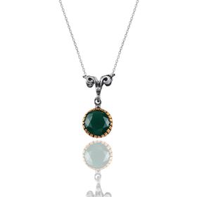 Söğütlü Silver SGTL10967 Gümüş Kök Zümrüt Taşlı Otantik Tektaş Kolye