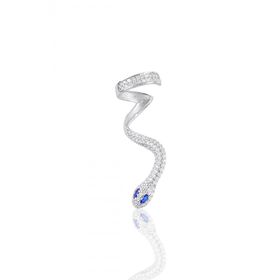 Söğütlü Silver SGTL10971 Rodyumlu Safir ve Zirkon Taşlı Kıkırdak Yılan Gümüş Küpe