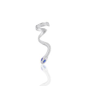 Söğütlü Silver SGTL10971 Rodyumlu Safir ve Zirkon Taşlı Kıkırdak Yılan Gümüş Küpe