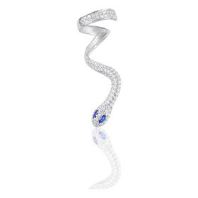 Söğütlü Silver SGTL10971 Rodyumlu Safir ve Zirkon Taşlı Kıkırdak Yılan Gümüş Küpe