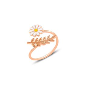 Söğütlü Silver SGTL10985 Gümüş Rose Mineli Yapraklı Papatya Yüzük