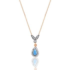 Söğütlü Silver SGTL10989 Gümüş Rose Akuamarin Taşlı Damla Kolye