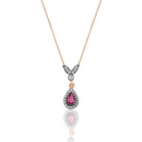 Söğütlü Silver SGTL10989 Gümüş Rose Kök Yakut Taşlı Damla Kolye