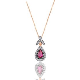 Söğütlü Silver SGTL10989 Gümüş Rose Kök Yakut Taşlı Damla Kolye