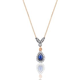 Söğütlü Silver SGTL10989 Gümüş Rose Safir Taşlı Damla Kolye
