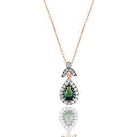 Söğütlü Silver SGTL10989 Gümüş Rose Safir Taşlı Damla Kolye