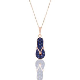 Söğütlü Silver SGTL10989 Gümüş Rose Safir Taşlı Damla Kolye