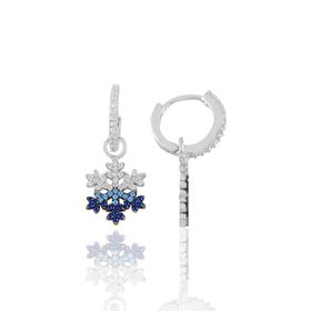 Söğütlü Silver SGTL11016 Gümüş Renkli Taşlı Kar Tanesi Halka Küpe