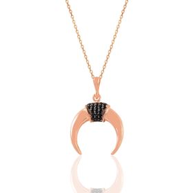 Söğütlü Silver SGTL11020 Gümüş Rose Siyah Taşlı Ters Hilal Kolye