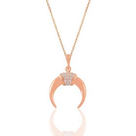 Söğütlü Silver SGTL11020 Gümüş Rose Zirkon Taşlı Ters Hilal Kolye