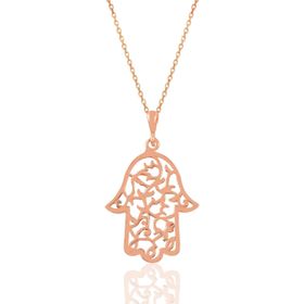 Söğütlü Silver SGTL11029 Gümüş Rose Zirkon Taşlı Işlemeli Fatma Ana Eli Kolye