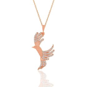 Söğütlü Silver SGTL11034 Gümüş Rose Zirkon Taşlı Simurg Kolye