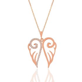Söğütlü Silver SGTL11035 Gümüş Rose Zirkon Taşlı Işlemeli Kanat Kolye
