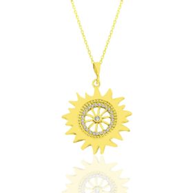 Söğütlü Silver SGTL11037 Gümüş Altın Yaldızlı Zirkon Taşlı Şems Kolye